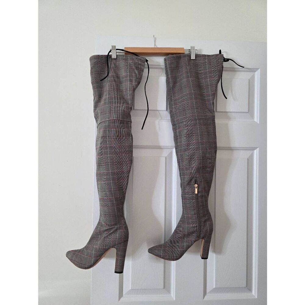 RAYE x STONE_COLD_FOX Foxy Over the Knee Boot in Grey Multi 8.5